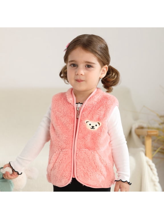 Baby Kids Warm Fleece Vest Toddler Boys Girls Winter Spring Zipper Jacket Waistcoats, 0-12 Months, 1-3 Years