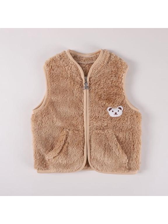 Baby Kids Warm Fleece Vest Toddler Boys Girls Winter Spring Zipper Jacket Waistcoats, 0-12 Months, 1-3 Years