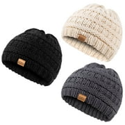 REDESS Baby Kids Winter Warm Hats, Infant Toddler Children Beanie Knit Cap Girls Boys-3 Pack