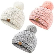 Baby Essentials Stretch Knit Fleece Insulated Trapper Hat with Pom