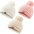 thumbnail image 1 of REDESS Baby Kids Winter Warm Beanie Hats, Infant Toddler Children Pom Pom Beanie Knit Cap Girls Boys-3 Pack, 1 of 6