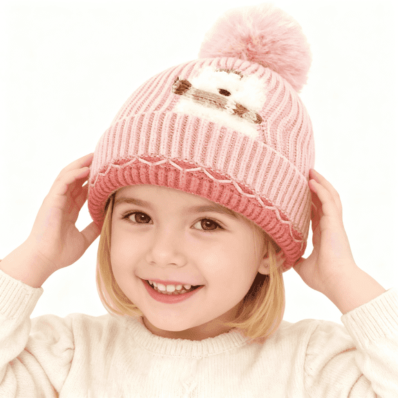 Baby Kids Winter Warm Hats, Infant Toddler Children Pom Pom Beanie Knit Cap Girls Boys