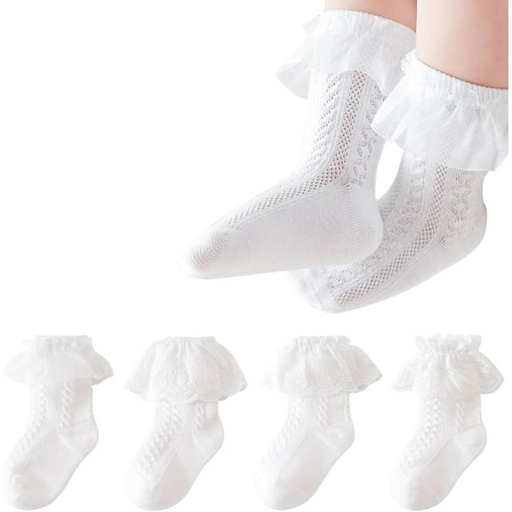 Baby Knee High Socks Non Slip Socks Lace Ruffled Long Stockings for Infants Toddlers Kids Boys Girls Spring Autumn
