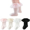 thumbnail image 1 of Baby Knee High Socks Non Slip Socks Lace Ruffled Long Stockings for Infants Toddlers Kids Boys Girls Spring Autumn, 1 of 8