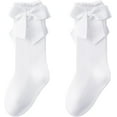 thumbnail image 1 of Baby Knee High Socks - Toddler Long Cotton Tube Stockings With Bow Ruffles for Girls - Infant Dress Socks, 1 of 5