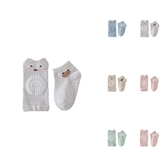 Baby Knee Pads for Crawling (3 Pairs) & Baby Socks for Walking (3 Pairs), Soft Breathable Toddler Knee Protectors for Girls and Boys
