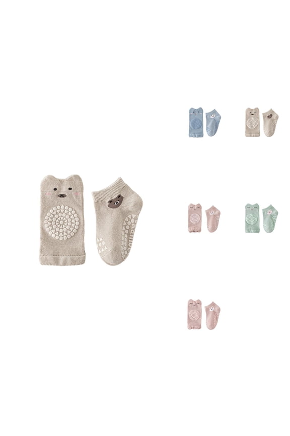Baby Knee Pads for Crawling (3 Pairs), Soft Breathable Toddler Socks for Walking (3 Pairs), Non- Knee Protectors for Girls & Boys