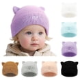 thumbnail image 1 of Baby Knit Beanie Cat Ear, Toddler Newborn Winter Warm Cute Ears Love Heart Embroidered Infants Cap, Purple 0-6 Months, 1 of 8