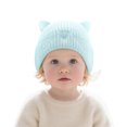thumbnail image 1 of Baby Knit Beanie Cat Ear, Toddler Newborn Winter Warm Cute Ears Love Heart Embroidered Infants Cap, Sky Blue 6-36 Months, 1 of 8