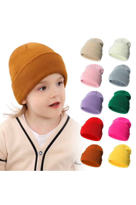 Baby Knit Beanie Set, Assorted Pack of Soft Acrylic Caps for Newborns and Infants, Essential Winter Wardrobe for Hospital, Home and First Photos Yellow M
