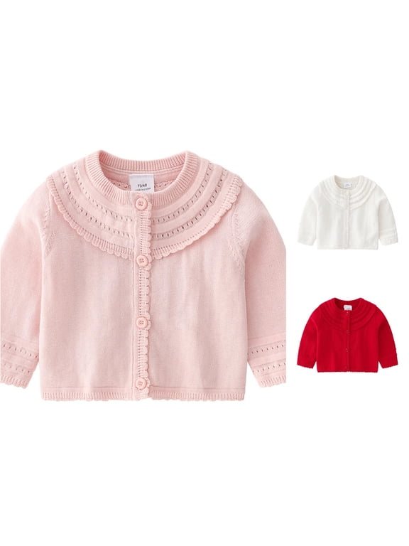 Baby Knit Cardigan for Girls, Cute Button Up Knit Sweater Coat, Soft Baby Cardigan for Fall Spring, Cozy Infant Knit Jacket