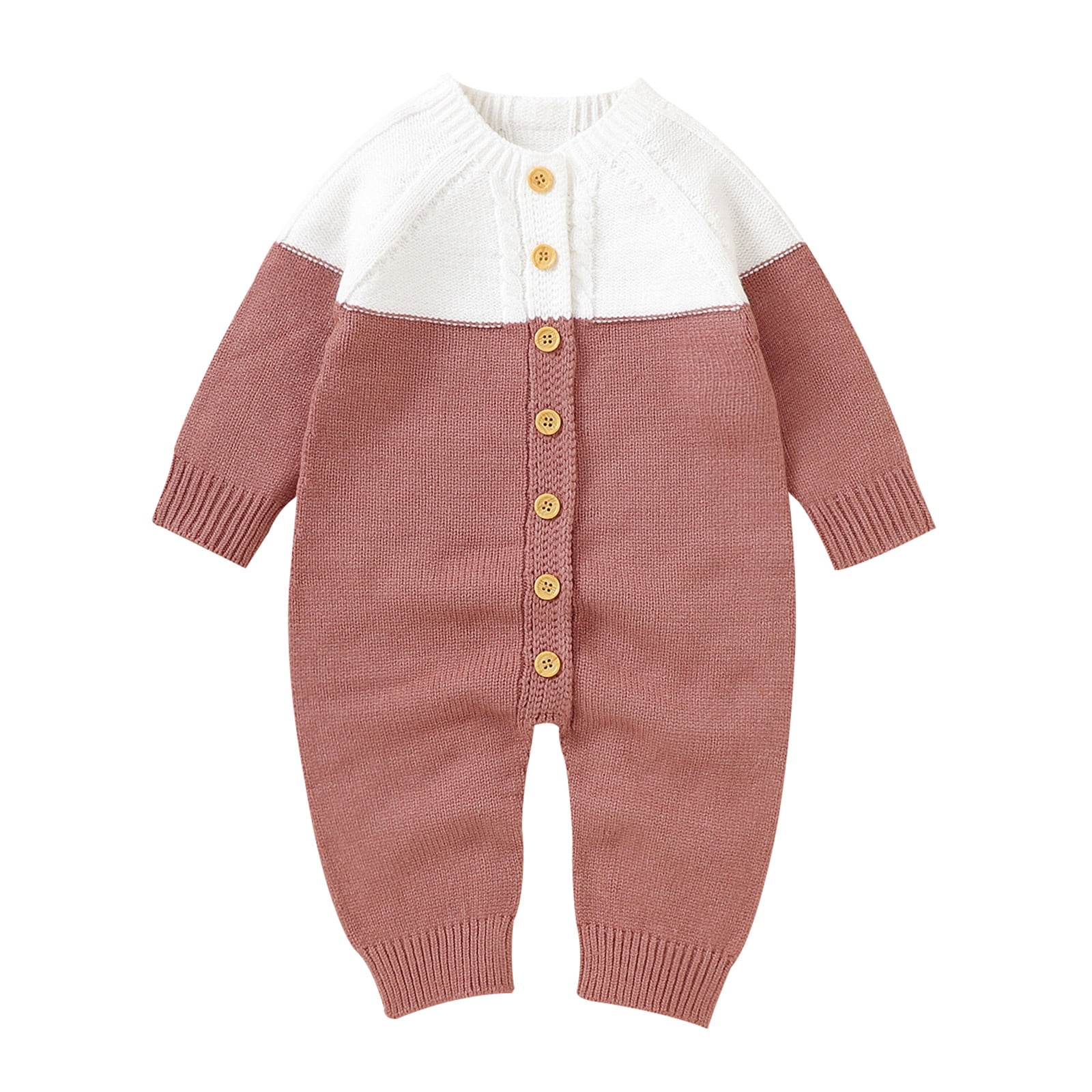 Baby Knit Romper Long Sleeve Boy Girl Patchwork Sweater Clothes Baby