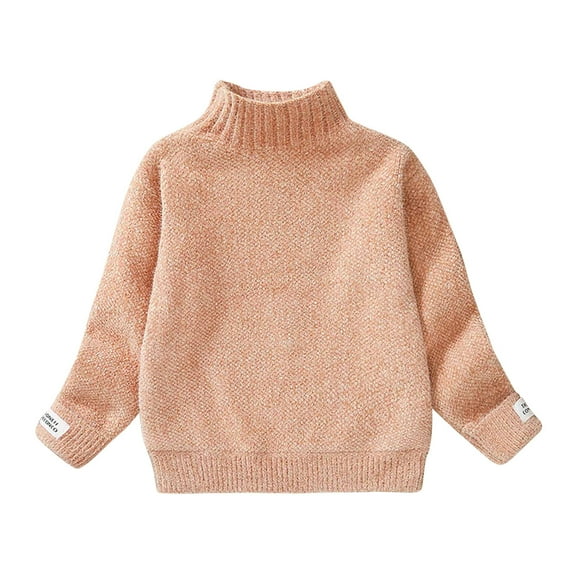 Baby Knit Sweater Fall Winter Medium and Large Boys Girls Round Neck Pullover Sweater New Baby Sweater Romper Knit Pullover Tops Khaki 5-6T