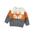 thumbnail image 1 of Baby Knit Sweaters Cute Long Sleeve Contrast Color Fox Print Pullover Tops Toddler Sweatshirts, 1 of 10