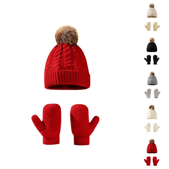 Baby Knit Winter Hat Gloves Set â Soft Cozy Warm Knit Design for Cold Weather Protection, Cute Style Accessories for Daily Wear Outdoor Strolling Playing Travel, Essentials Gift Ideas Ski