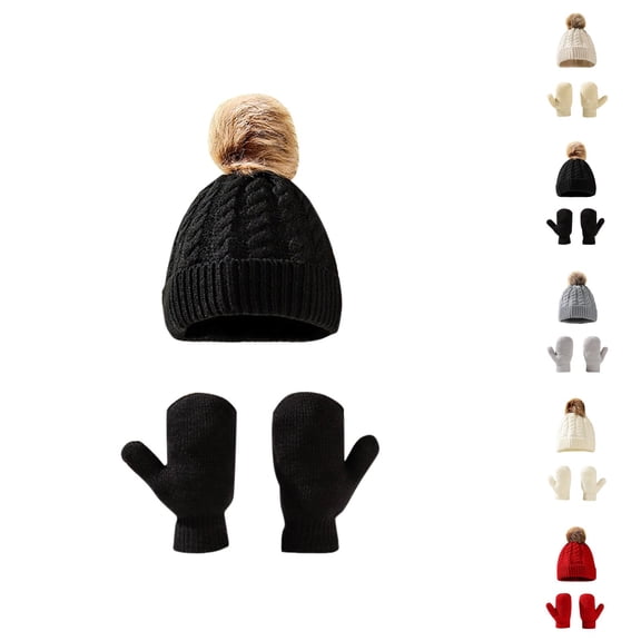 Baby Knit Winter Hat Gloves Set â Soft Cozy Warm Knit Design for Cold Weather Protection, Cute Style Accessories for Daily Wear Outdoor Strolling Playing Travel, Essentials Gift Ideas Ski