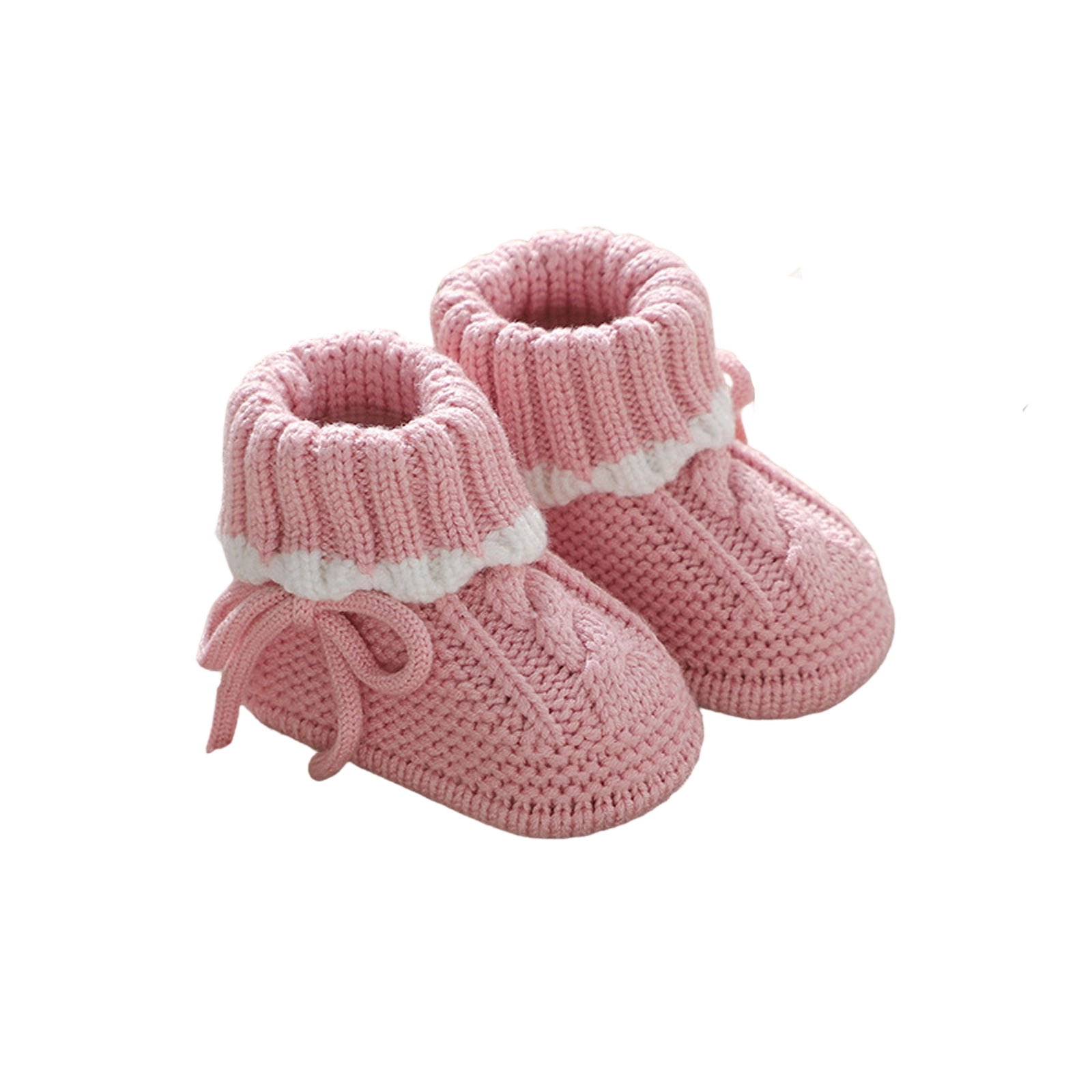 Baby Knitted Lined Booties, Soft Sole Cable Knit Pre Walker Shoes with ...