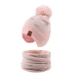 thumbnail image 1 of Baby Knitted Hat Scarf Set Winter Warm Toddler Boys Beanie Fleece Lining Kids Girls Hat with Pompom(Pink Hat+Scarf,S), 1 of 6