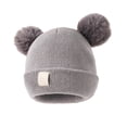 thumbnail image 1 of Baby Knitted Hat with Heart Embroidery, Warm Baby Beanie with Two Pom Poms, Soft Stretchy Newborn Infant Hat for Girls and Boys, 1 of 5