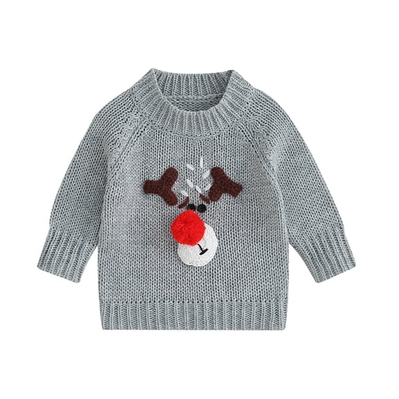 Baby Knitted Sweater 6M 12M 18M 24M 3Y 4Y 5Y Christmas Elk Pattern Autumn Winter Warm Long Sleeve Pullovers Infant Girls Boy Knitwear Kid Sweater