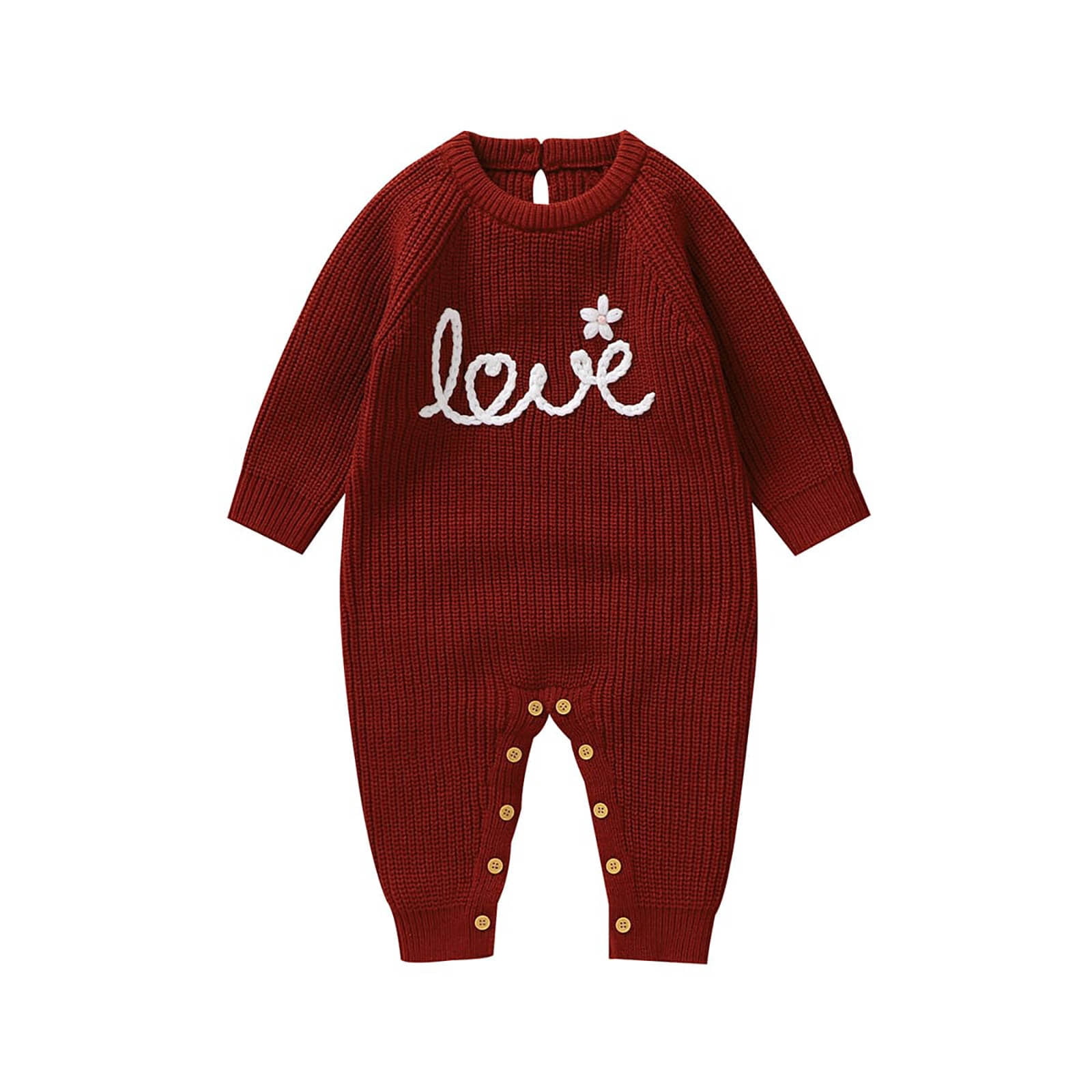 Baby Knitted Sweater Romper Bodysuit Solid Long Sleeve Jumpsuit Cute