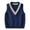 thumbnail image 1 of Baby Knitted Sweater Vest Cotton School Uniform Vest for Girls Boy Toddler Kids Soft Sleeveless V Neck Pullover Vest Navy Blue 0-7Y, 1 of 4