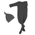 thumbnail image 1 of Baby Knotted Gown- Super Soft Newborn Infant Long Sleeve Sleepwear with Hat For Baby Boy And Girl -dark gray, 1 of 3