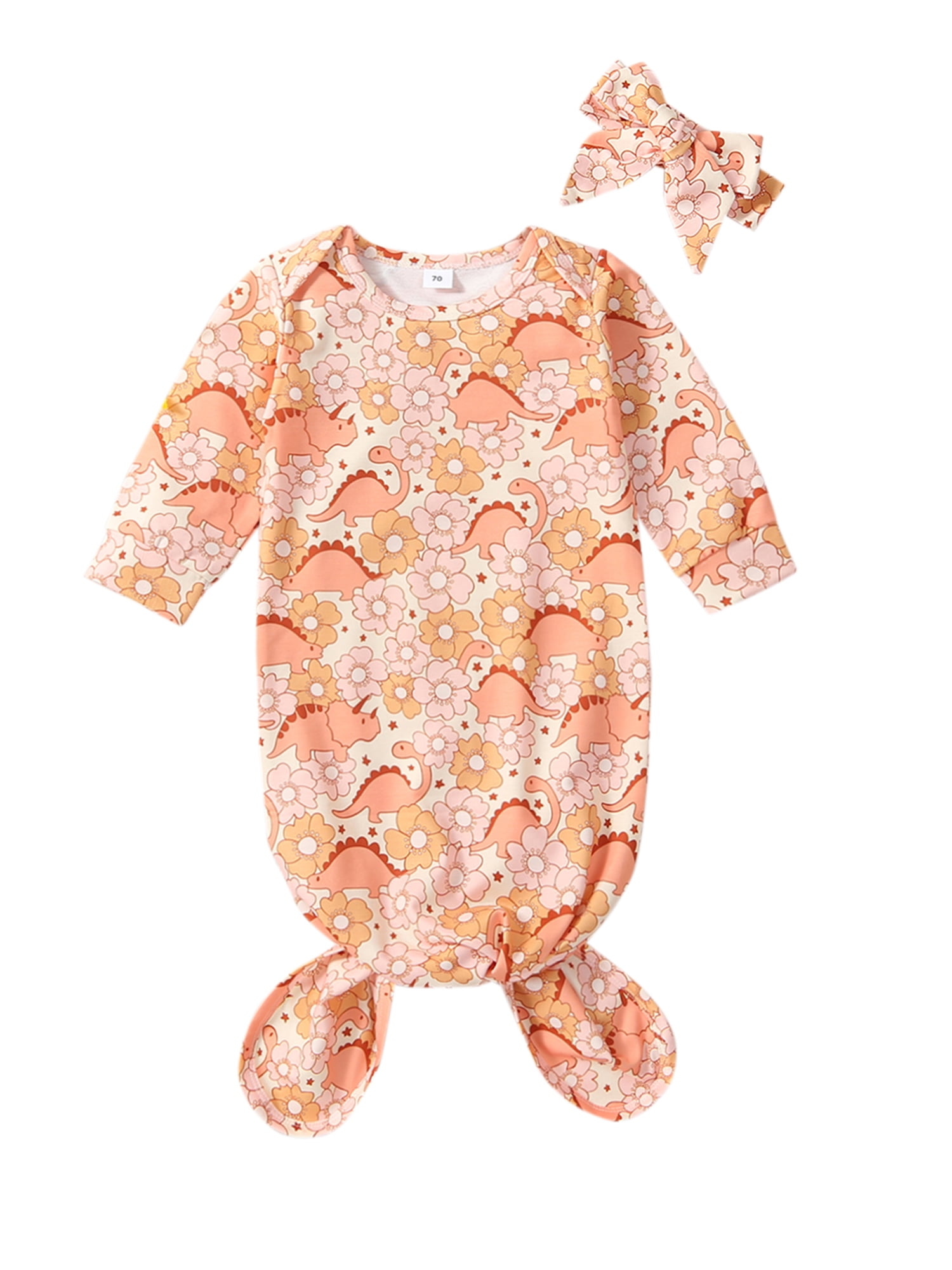 Baby Knotted Gown with Hat Set Newborn Sleeper Sleeping Bag Cap