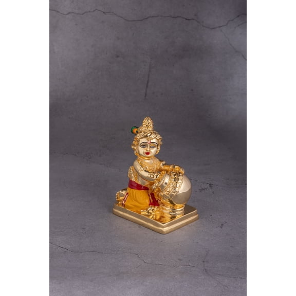 Baby Krishna MaakhanChor Idol in Gold - 4.5 Inches