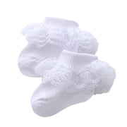 Baby Lace Girls Socks Eyelet Triple Lace Ruffle Cotton Socks for Newborn/Infant/Toddlers