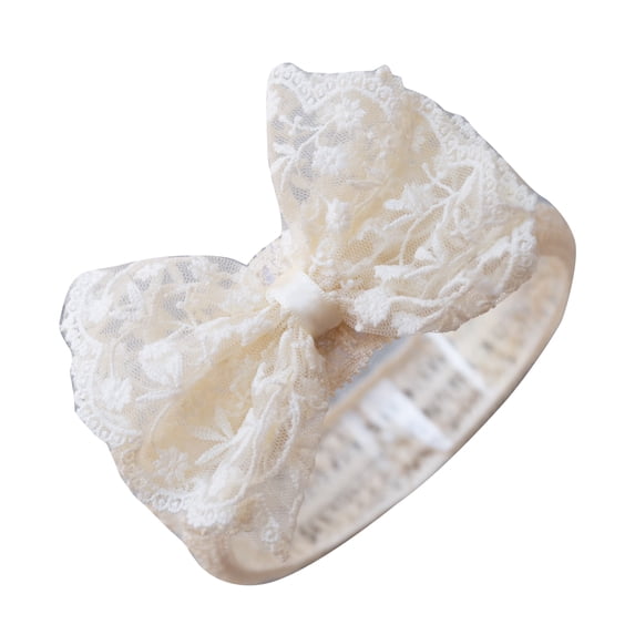 Baby Lace Headband Comfortable Breathable Soft Skin Friendly Reusable Infant Hair Band for 0 to 24 Months Girls White