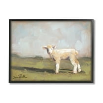 Baby Lamb Farmland Animal Animals & Insects Painting Black Framed Art Print Wall Art