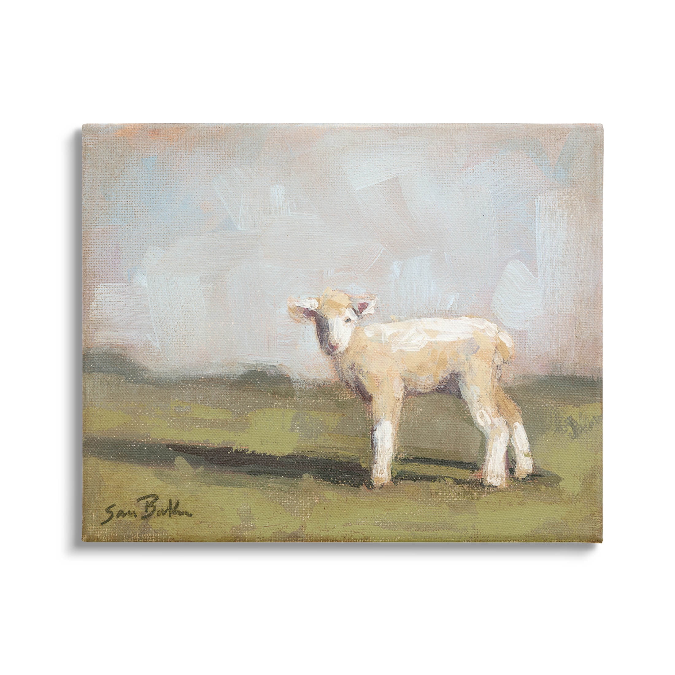 Baby Lamb Farmland Animal Animals & Insects Painting Gallery Wrapped Canvas Print Wall Art