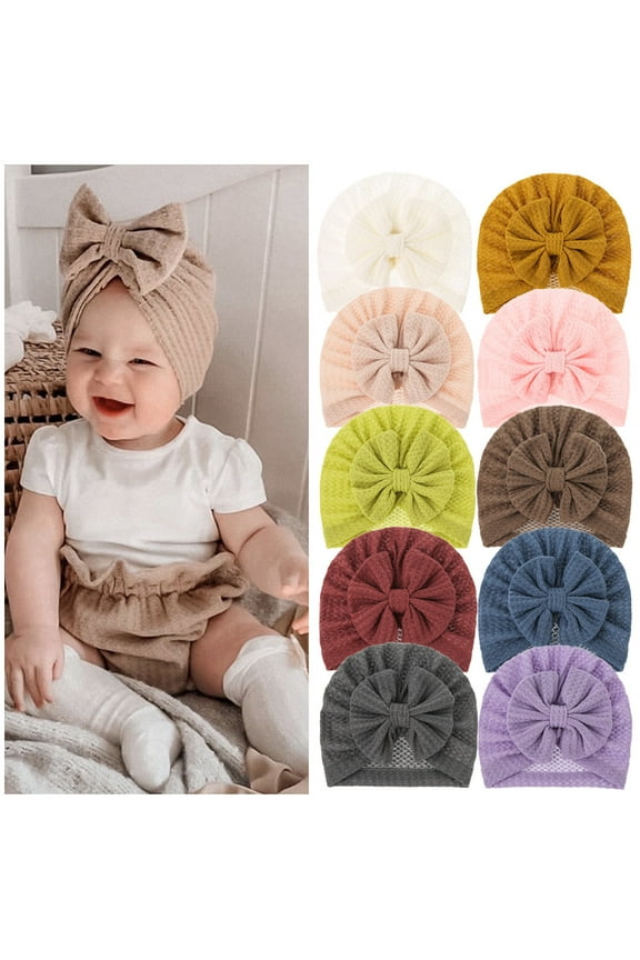 Baby Large Flower Knot Bow Beanie Turban Hat Cap Muslim Bonnet Headwrap