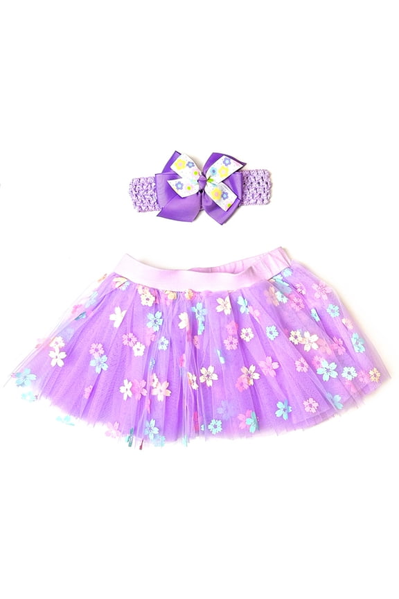 Baby Lavender Flower Tutu & Headband Set