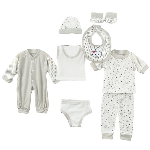 Baby Layette Gift Set 8-Piece for 0-3 Months Newborn Baby Clothes Layette Set for 0-3 Months,Grey