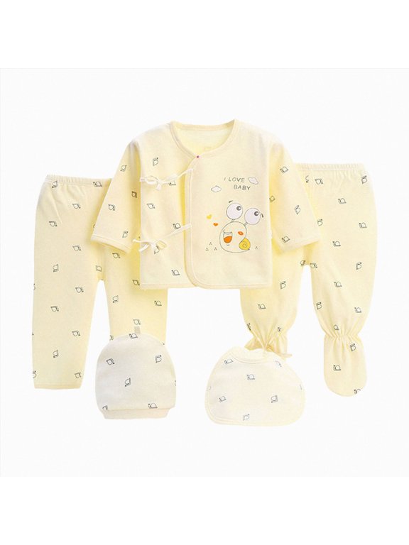 Baby Layette Gift Set Boy Boy Layette Set Unisex Baby Clothes 5 Piece Crayfish Print Layette Sets Cotton Clothes Gift Set Kaprioy Toddler Suit for Boys 0-3 Months