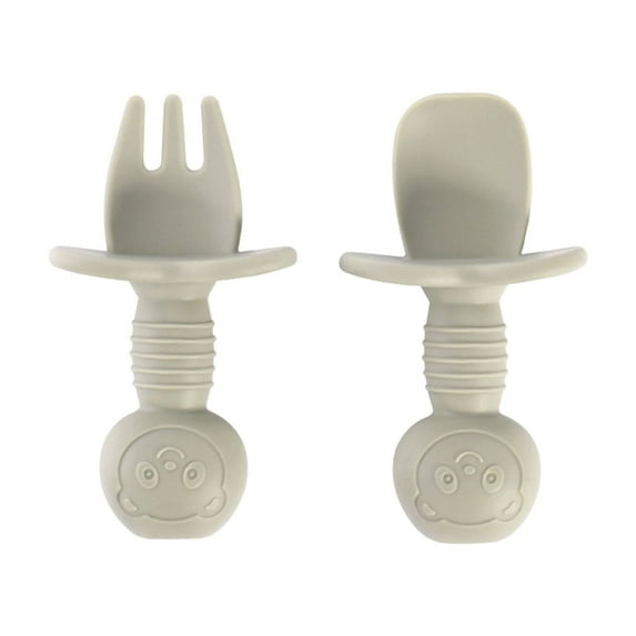 Baby Led Weaning Spoon And Fork Set, 6+ Months Old Self Feeding Utensils, Soft Silicone Toddler Cutlery For First Stage Blw Training With Easy Grip Handle