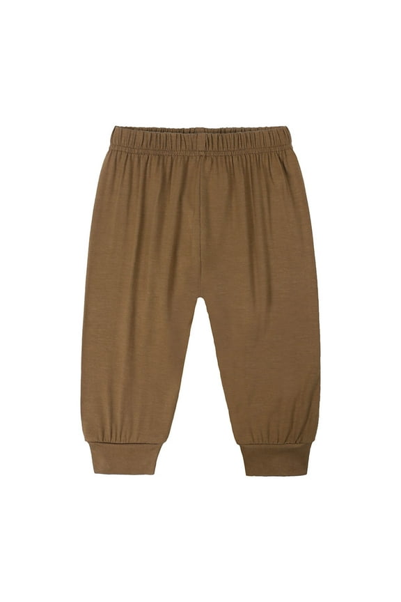 Baby Leggings Toddler Kids Boys Girls Fashion Cute Solid Color Soft Outdoors Home Wear Pants New Full Length Pants Brown 9 Months