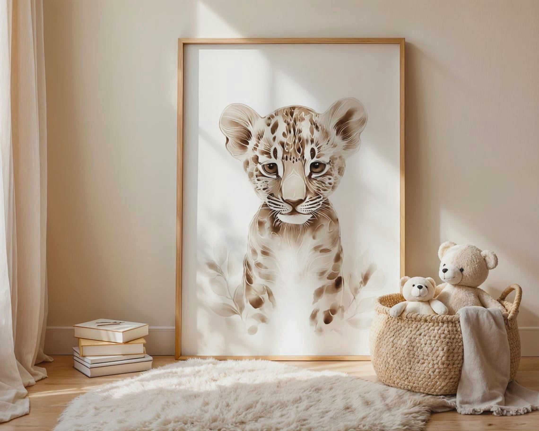 Baby Leopard Animal Sepia Brown Nursery Decor Baby Shower, Unframed ...