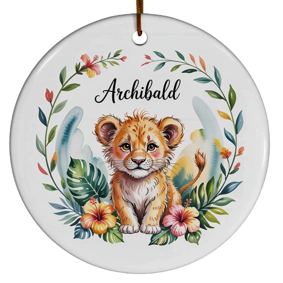 Baby Leopard Christmas Ornament for Sisters Daughter Bestie, Floral Leopard Christmas Ornament, Customized Name Leopard Christmas Ornament Tree