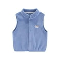 thumbnail image 1 of Baby Lightweight Vest Girls Sleeveless Button down Fleece Jacket Bear Embroidery Collared Cute Toddler Boys Fall Clothing, Blue, 2 Years, 1 of 3