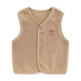 thumbnail image 1 of Baby Lightweight Vest Girls Sleeveless Button down Fleece Jacket Fox Embroidery Collared Cute Toddler Boys Fall Clothing, Coffee, 6 Months, 1 of 2