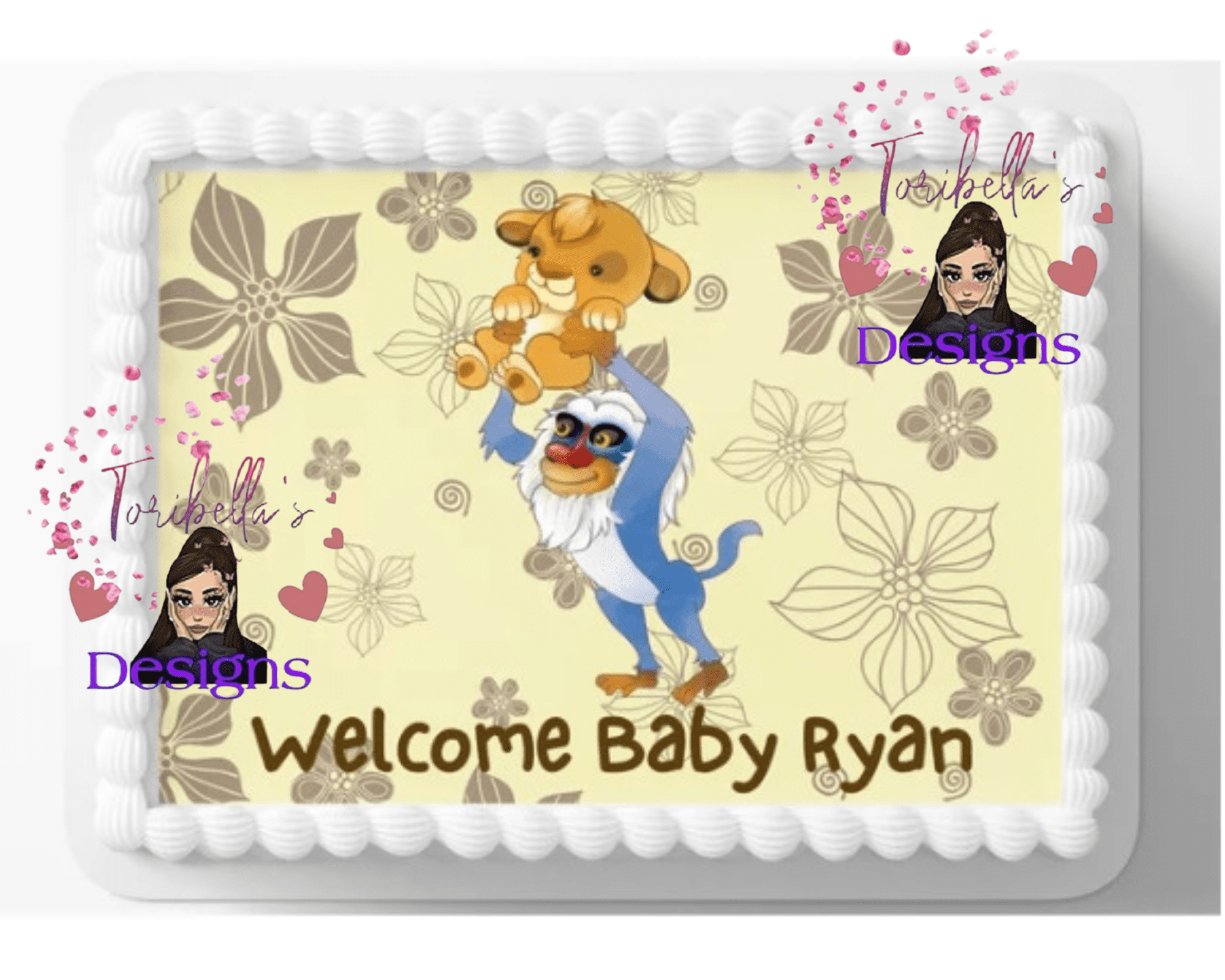 Lion King Baby Shower Edible Image Cake Topper, by ToriBellas Designs
