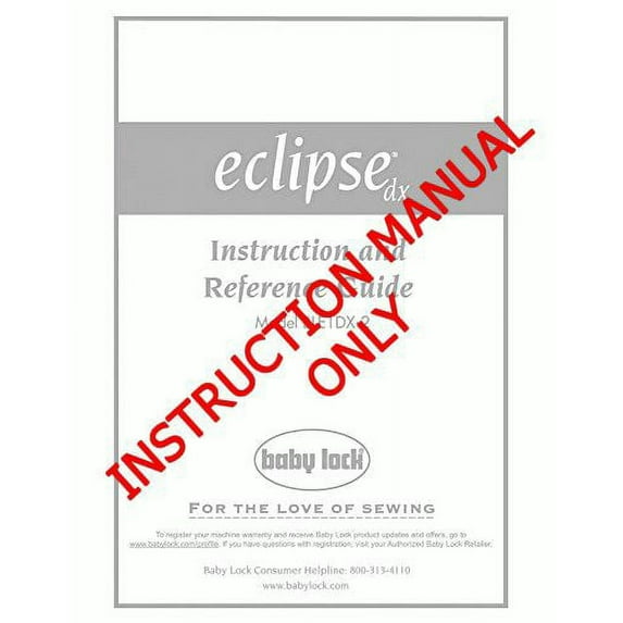 Baby Lock Palette ECS8 Ver.8 Software Instruction Manual Manual Reprint