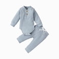 thumbnail image 1 of Baby Long Sleeve Bodysuits Soft Solid Bodysuit for Newborn One-piece Boy Girl Fall Winter Clothes 6-12 Months 12-24 Months Baby Blue,0-3 Months, 1 of 5