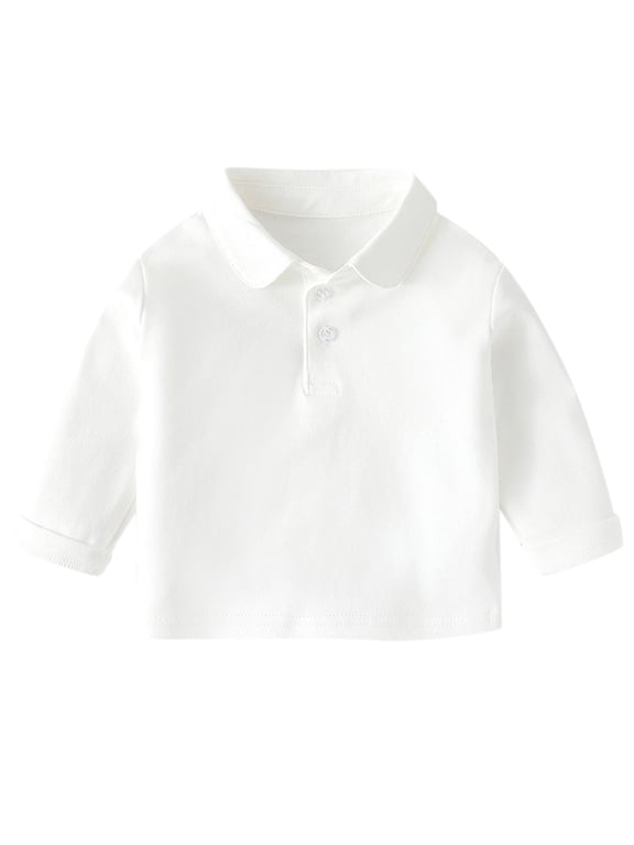 Baby Long‑Sleeve Collared Shirt, Infant Toddler Soft Spring Undershirt Casual Top