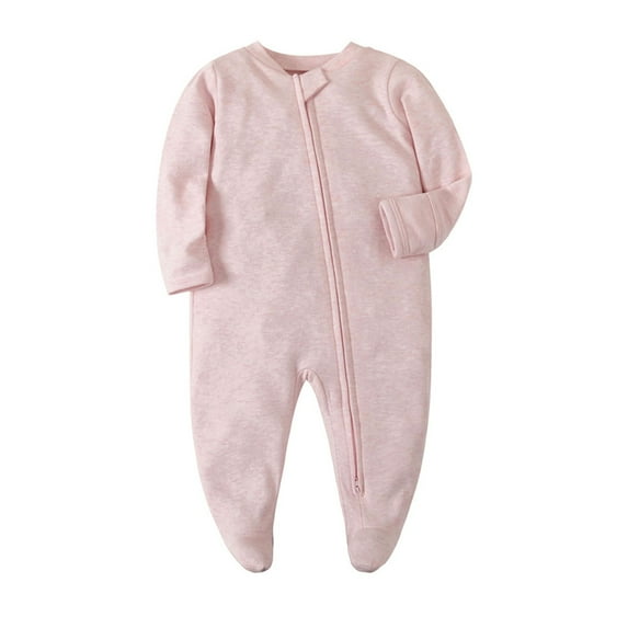 Baby Long Sleeve Footless Pajamas Solid Color Baby Crawling Suit Long Jumpsuit Baby Summer Jumpsuit Newborn Pajamas New Casual Winter Jumpsuits Pinks 6 Months