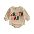 thumbnail image 1 of Baby Long Sleeve Rompers Infant Christmas Fuzzy Letter Round Neck Bodysuit 3 6 12 18M Newborn Jumpsuits, 1 of 10
