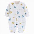 thumbnail image 1 of Baby Long Sleeve Snap-Up Romper with Geometric Triangle Print,Soft Cotton Bodysuit, 1 of 6